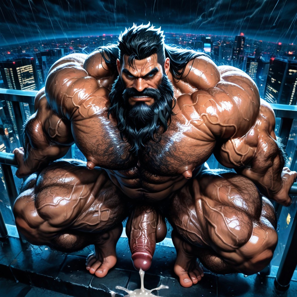 Low Hanging Balls, Square Jaw, Veiny Muscles AI Gay Porn