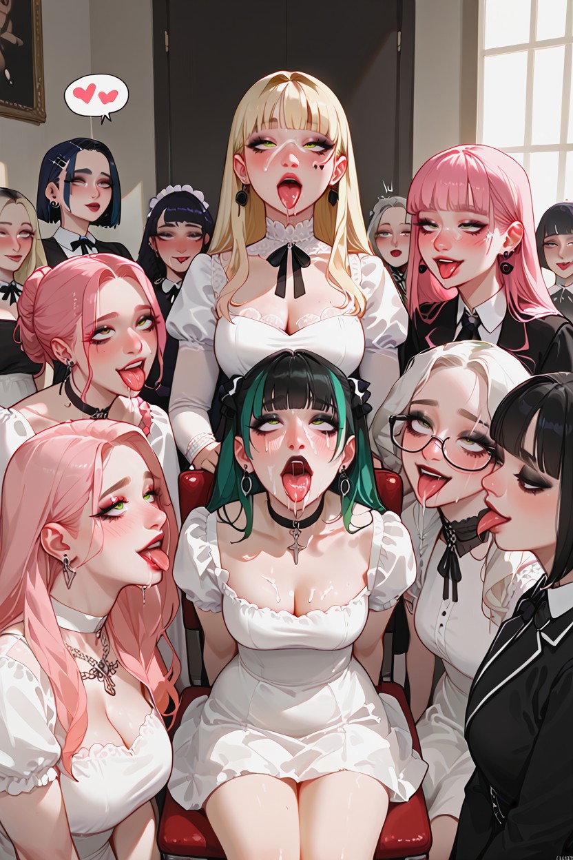 Blue Hair, Women Total, Orgy Hentai AI Porn