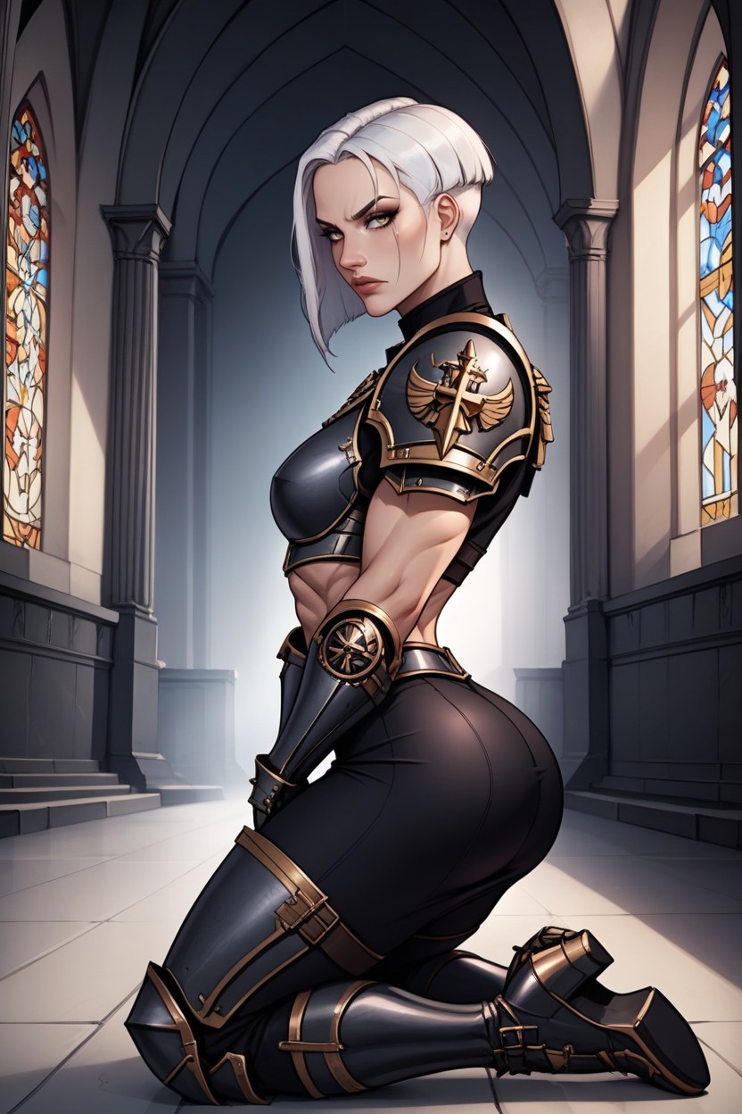 Armor Gloves, 25+, Sideview Angle Hentai AI Porn