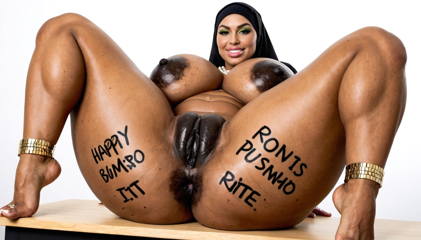 Oversized Pussy, Gigantic Firm Silicone Tits, Hyper Gigantic Black Labia AI Porn