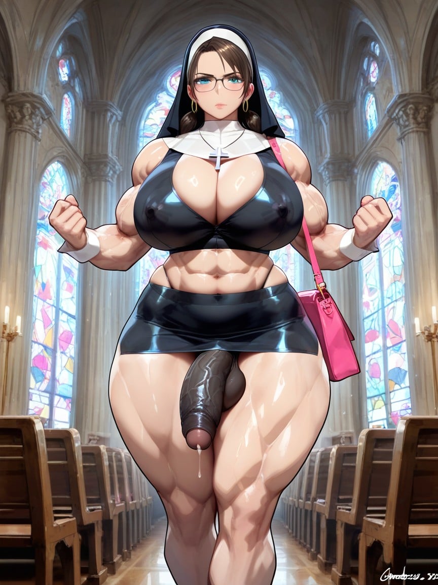 Hyper Detailed Phimosis, Erected Penis, Nun Uniform Porno IA Gay