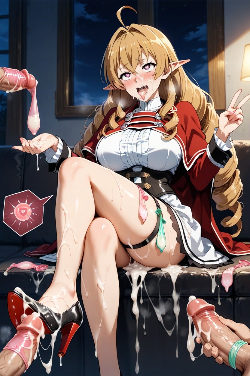 Used Condom Belt, Heel Raised, Excessive Cum Hentai AI Porn