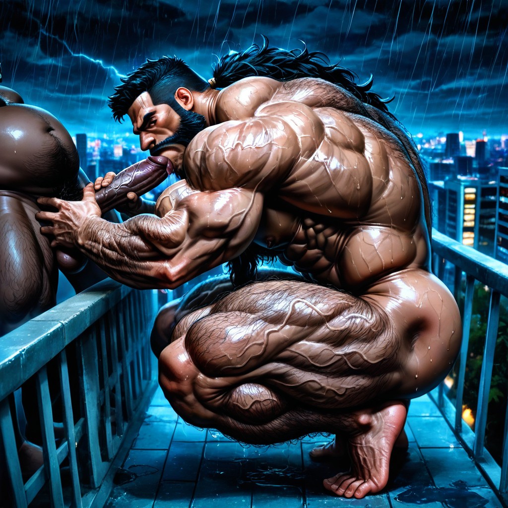 Textured, Incredibly Hairy Fur Trail And Abs, Black Hair AI Gay Porn