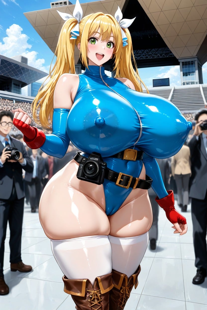 Twintails, Bare Shoulders, Outdoor Hentai AI Porn