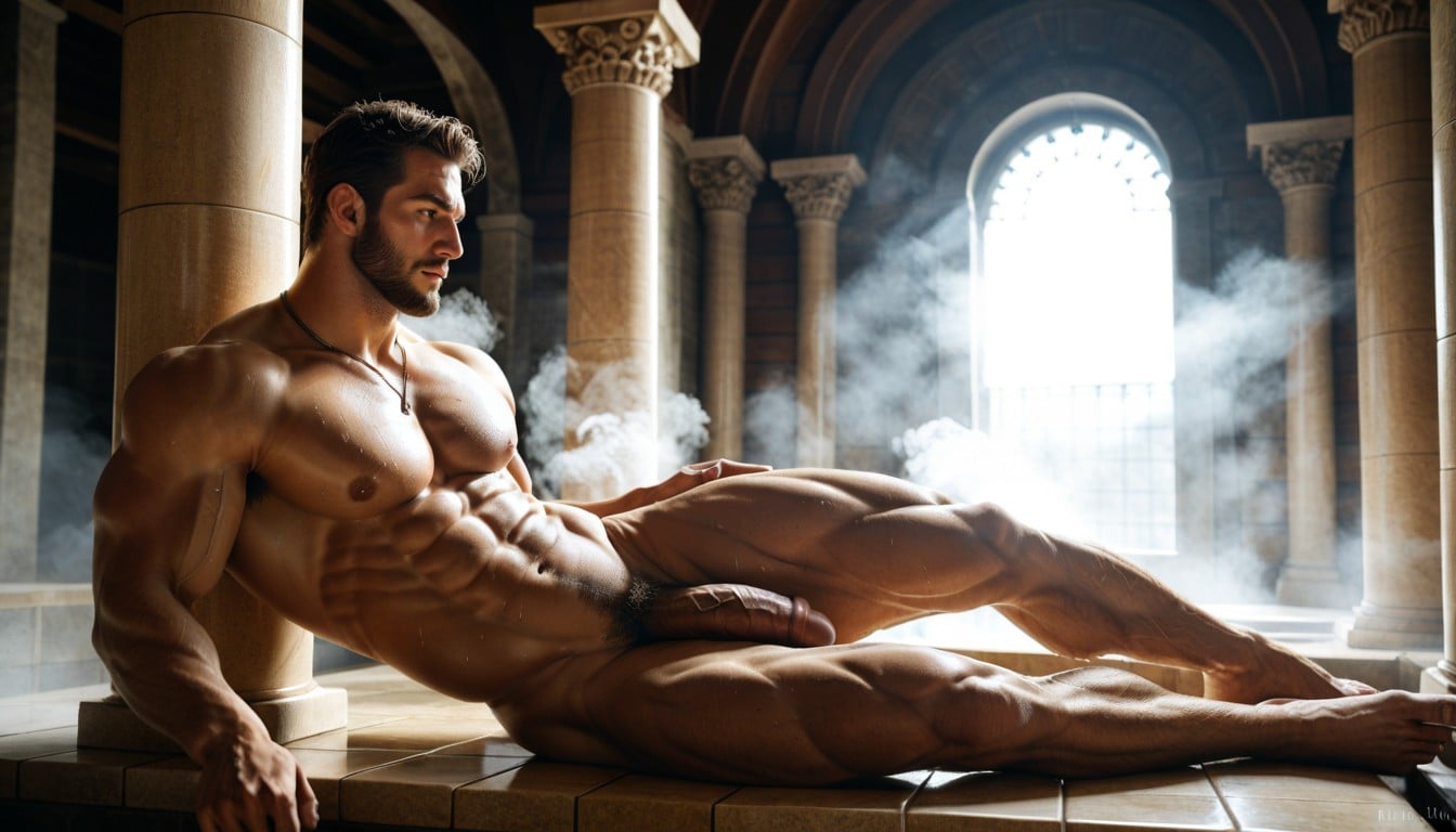 Resting On Elbow, Candles, Intense Shadows AI Gay Porn