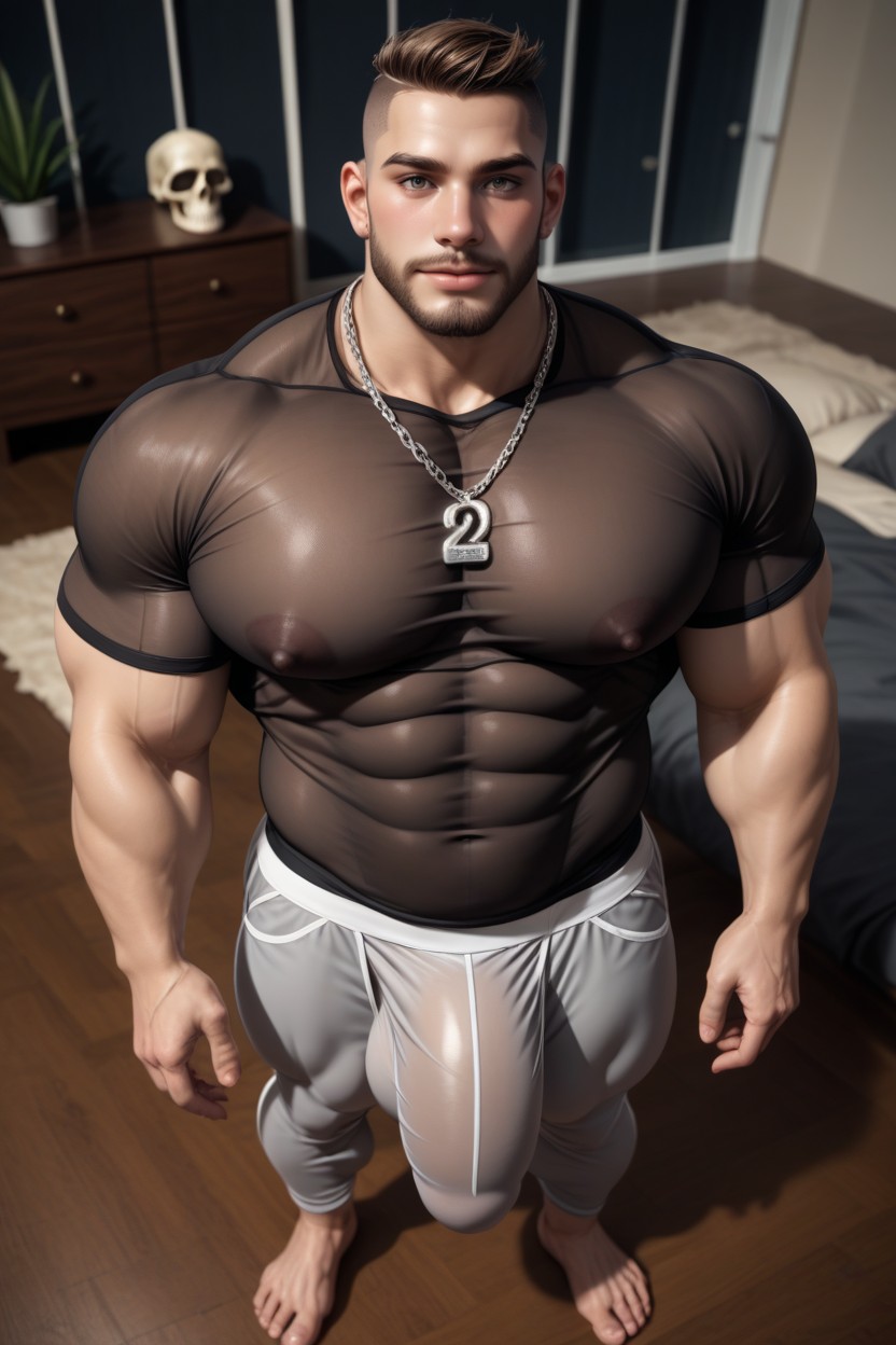 Wearing A Skull Necklace, Thick Long Penis, Hyper Thick Cock AI Gay Porn