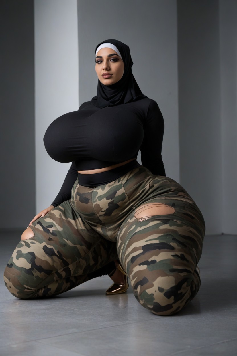 Exposed Navel, Hips Wider Than Shoulders Large Thighs, Extreme Sport AI Porn