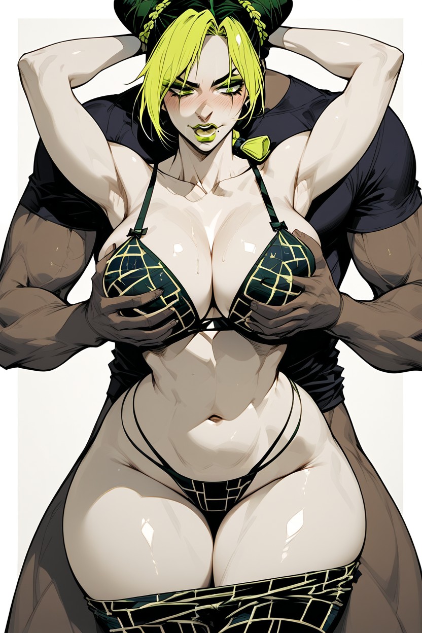 Man Holding On To Jolynes Breast During Sex, Jolyne Wearing Bra, Nice Tits Hentai AI Porn