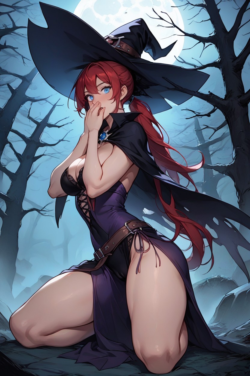 Camel Toe, Halloween, Cemetery Background Hentai AI Porn