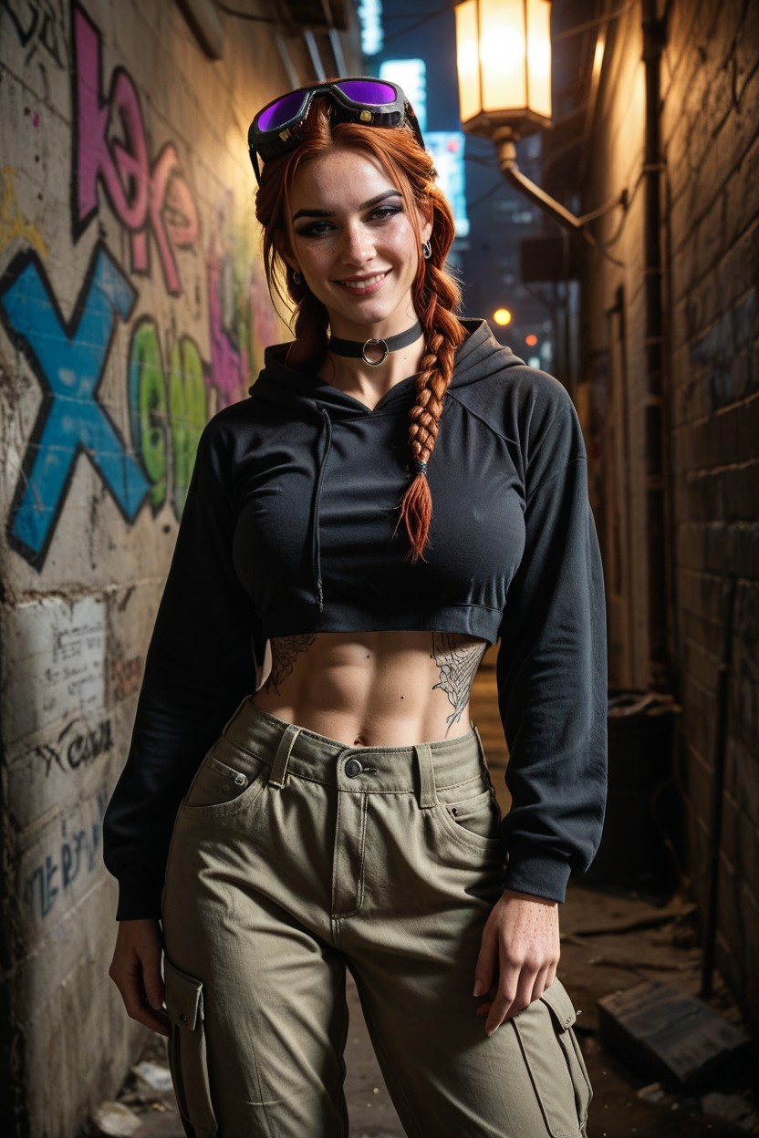 Concrete Wall Background, Bokeh, Perfect Skin AI Porn