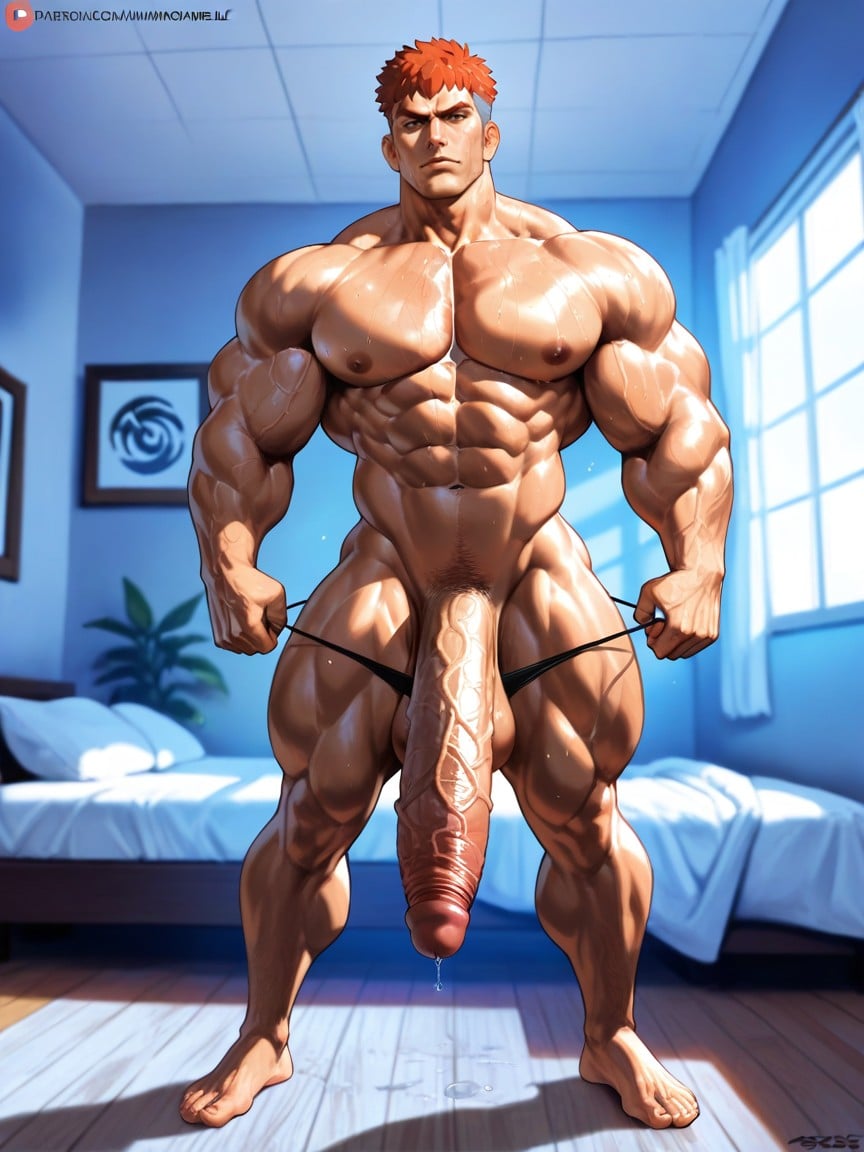 Detailed Features, Penis Popping Out Of G-string, Side View AI Gay Porn
