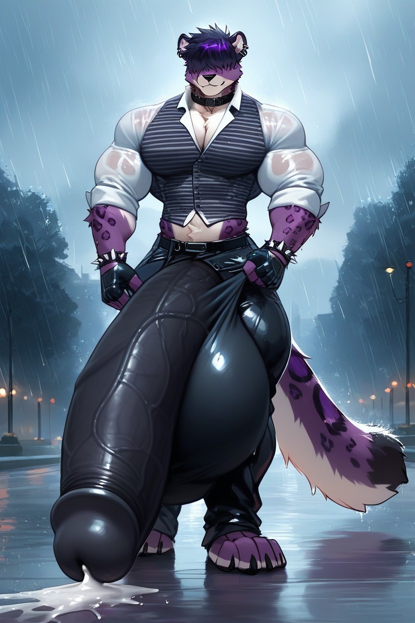 Wavy Hair, Detailed, Spotted Body Furry AI Porn