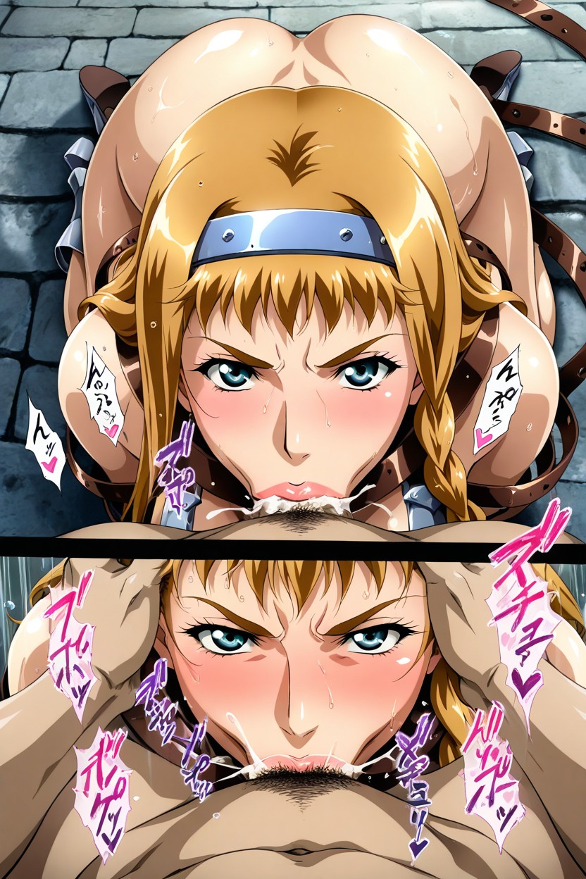 Cum In Mouth, Sweaty, Light Tan Skin Hentai AI Porn