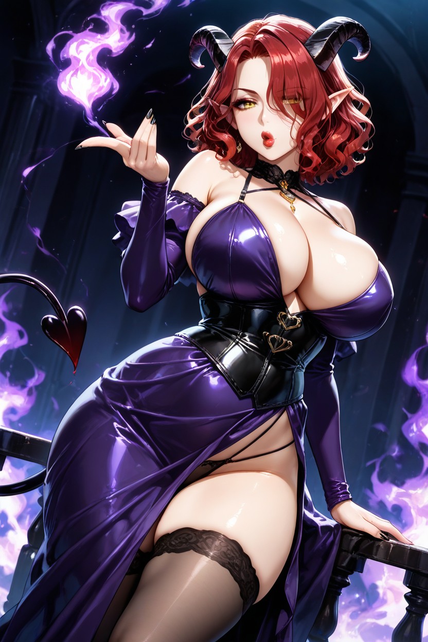 Redhead Succubus, Dynamic Angle, Wide Hips Hentai AI Porn