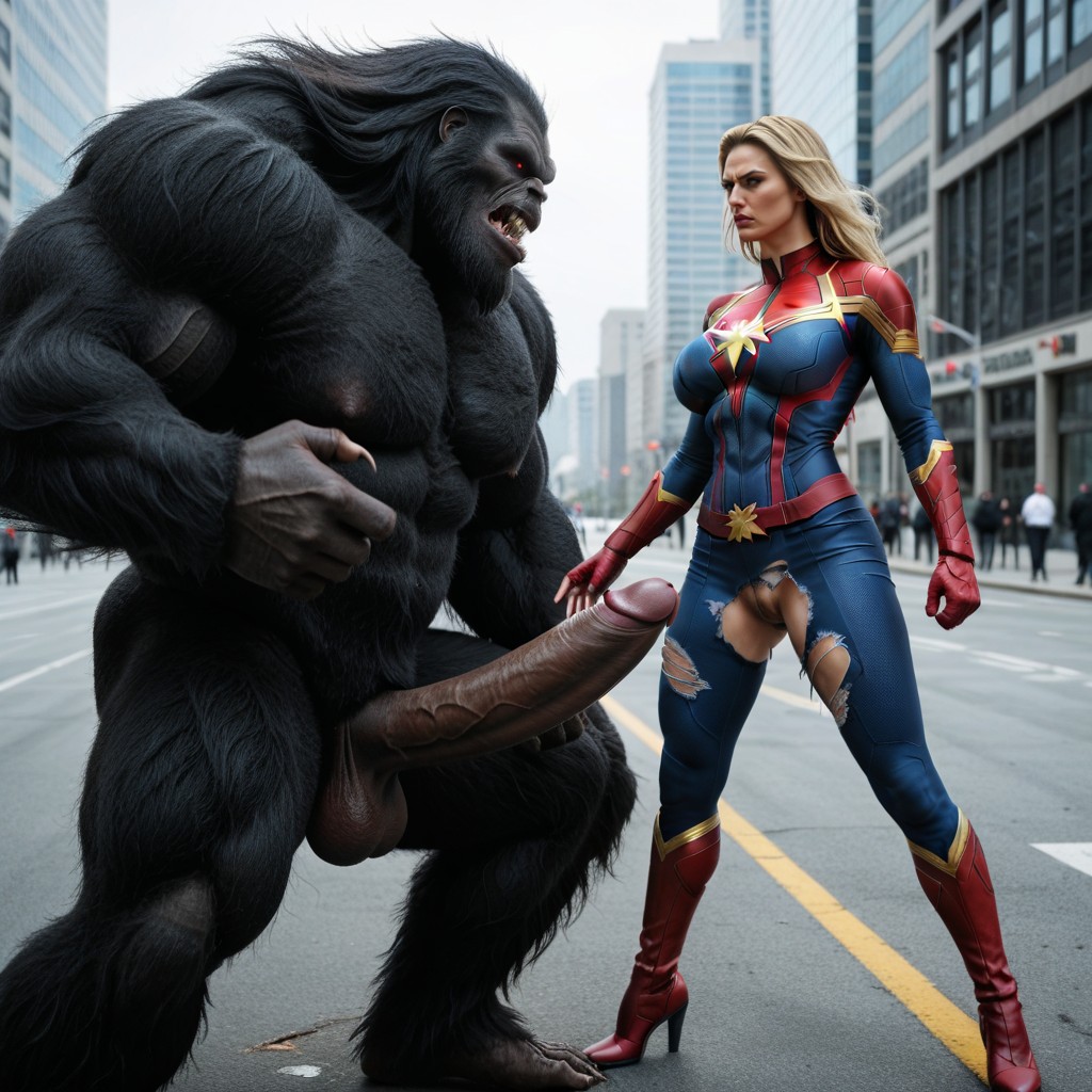 Captain Marvel, Thick Penis, Full Body AI Porn
