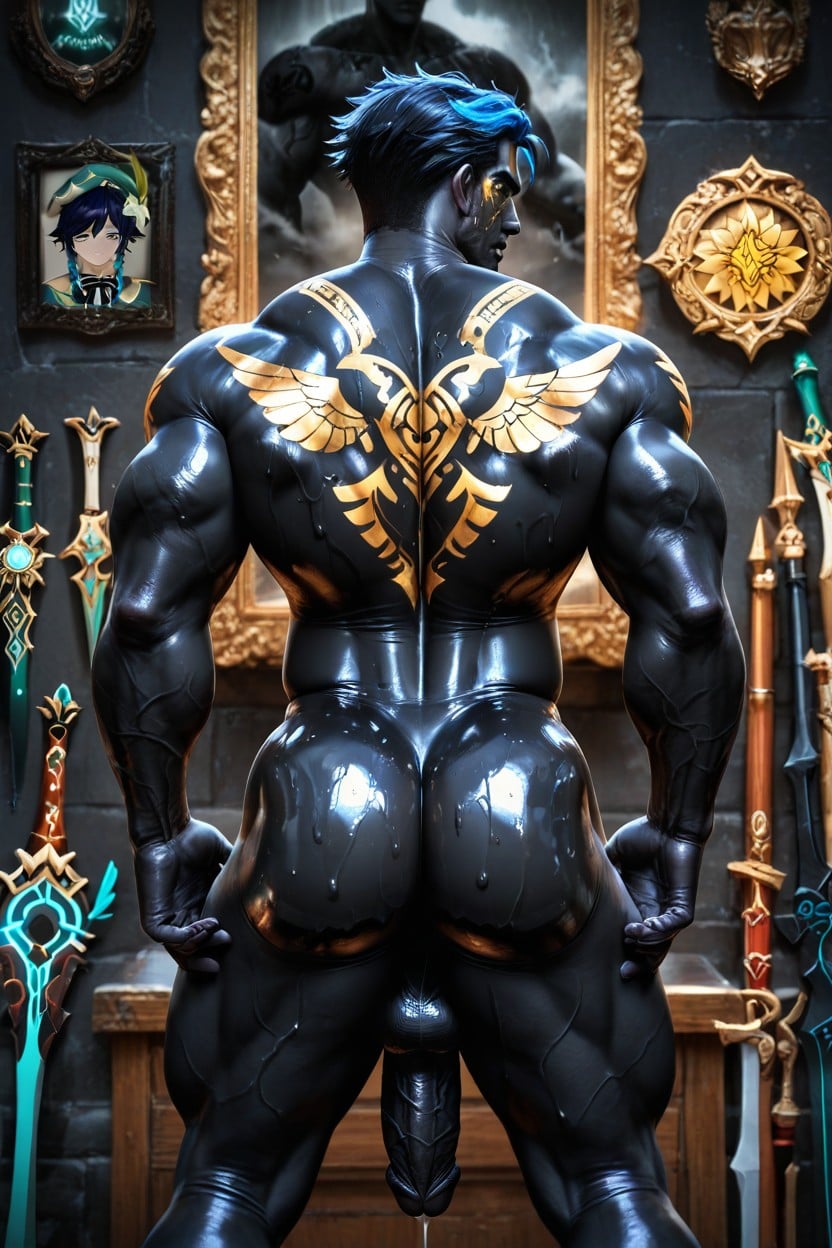 Even Black Skin, Anatomically Correct, Looking At Viewer AI Gay Porn