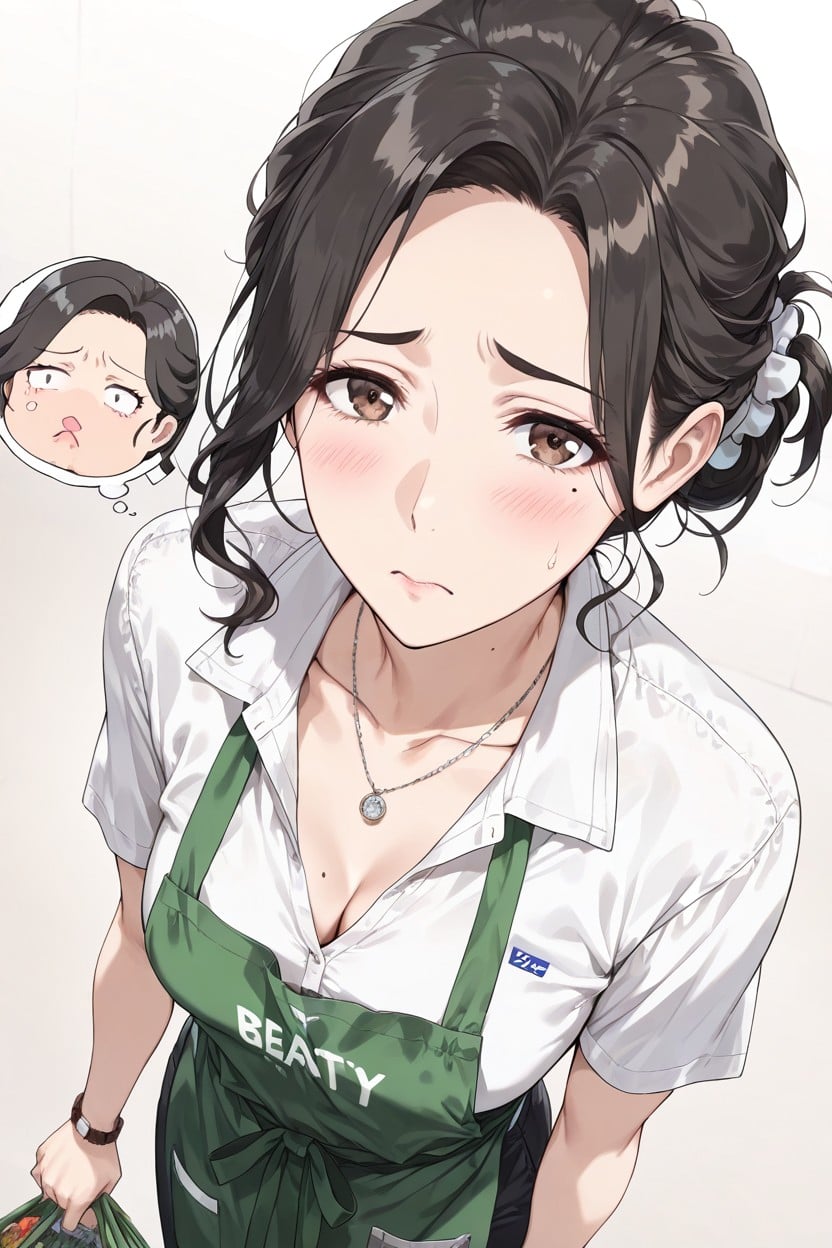 Cheep Silver Necklace With Ring, 25+, Mole On Neck; Hentai AI Porn