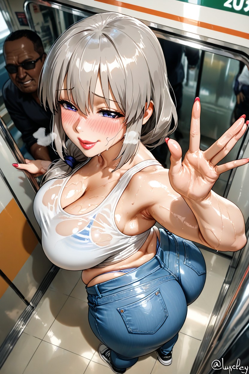Standing, Lowrise Jeans, Detailed Hentai AI Porn