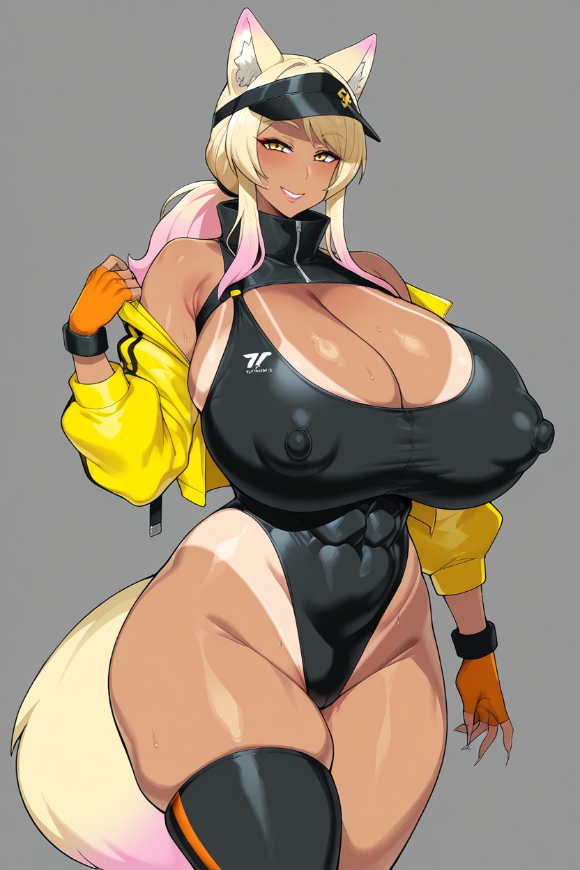 Leotard With Straps, Drooping Breasts, Solo Hentai AI Porn