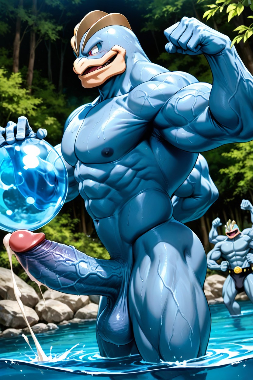 Spheric Blue Transparent Waterball, 25+, Completely Naked AI Gay Porn