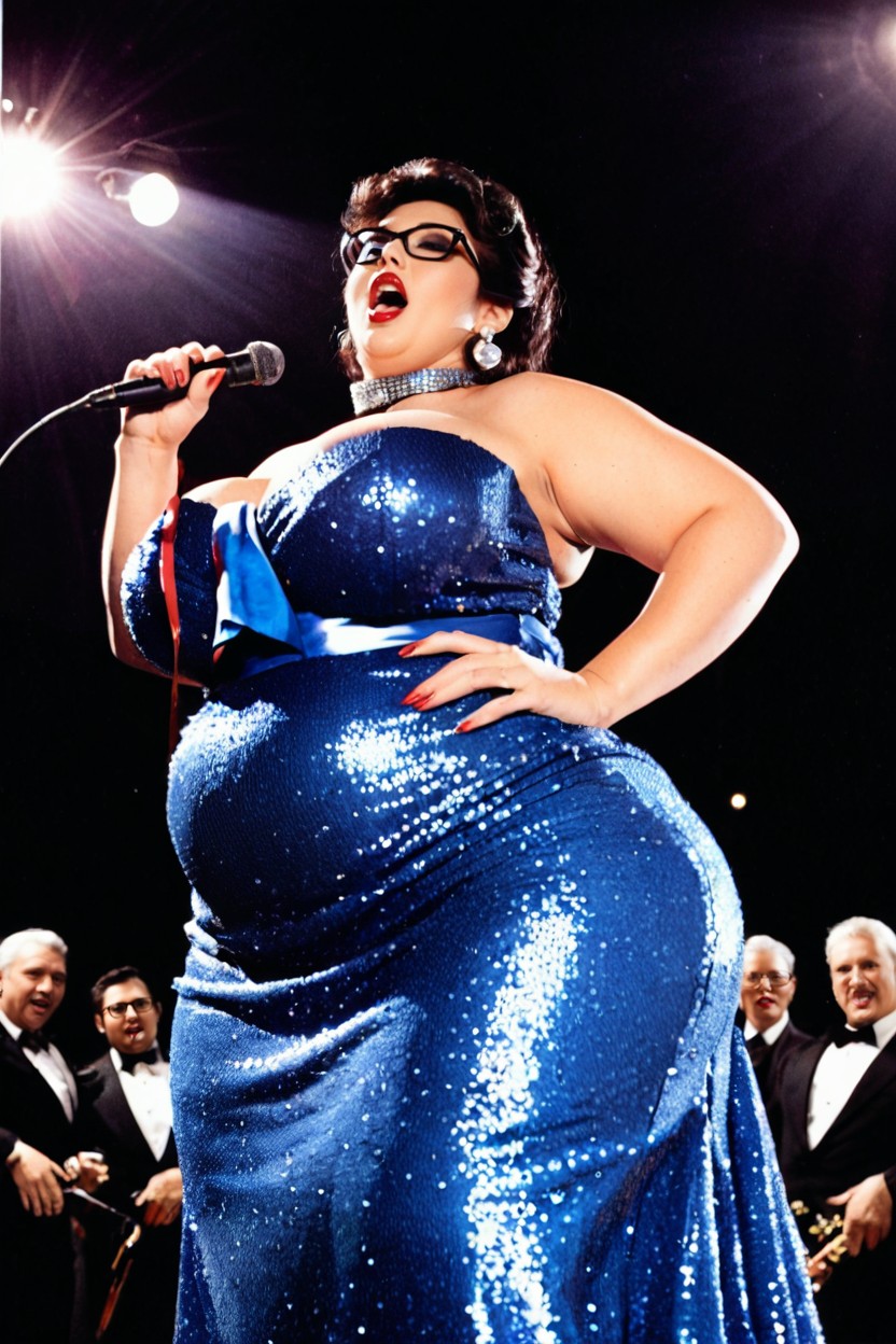 Female Opera Singer, Gorgeous Collar With Bell, Long Black Hair BBW AI Porn