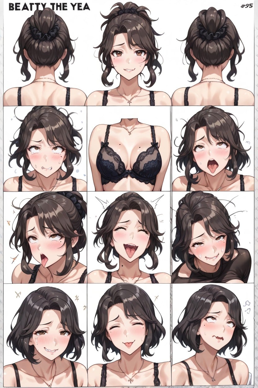 Beauty Mark Under The Left Eye, Simple Background, Japanese Hentai AI Porn