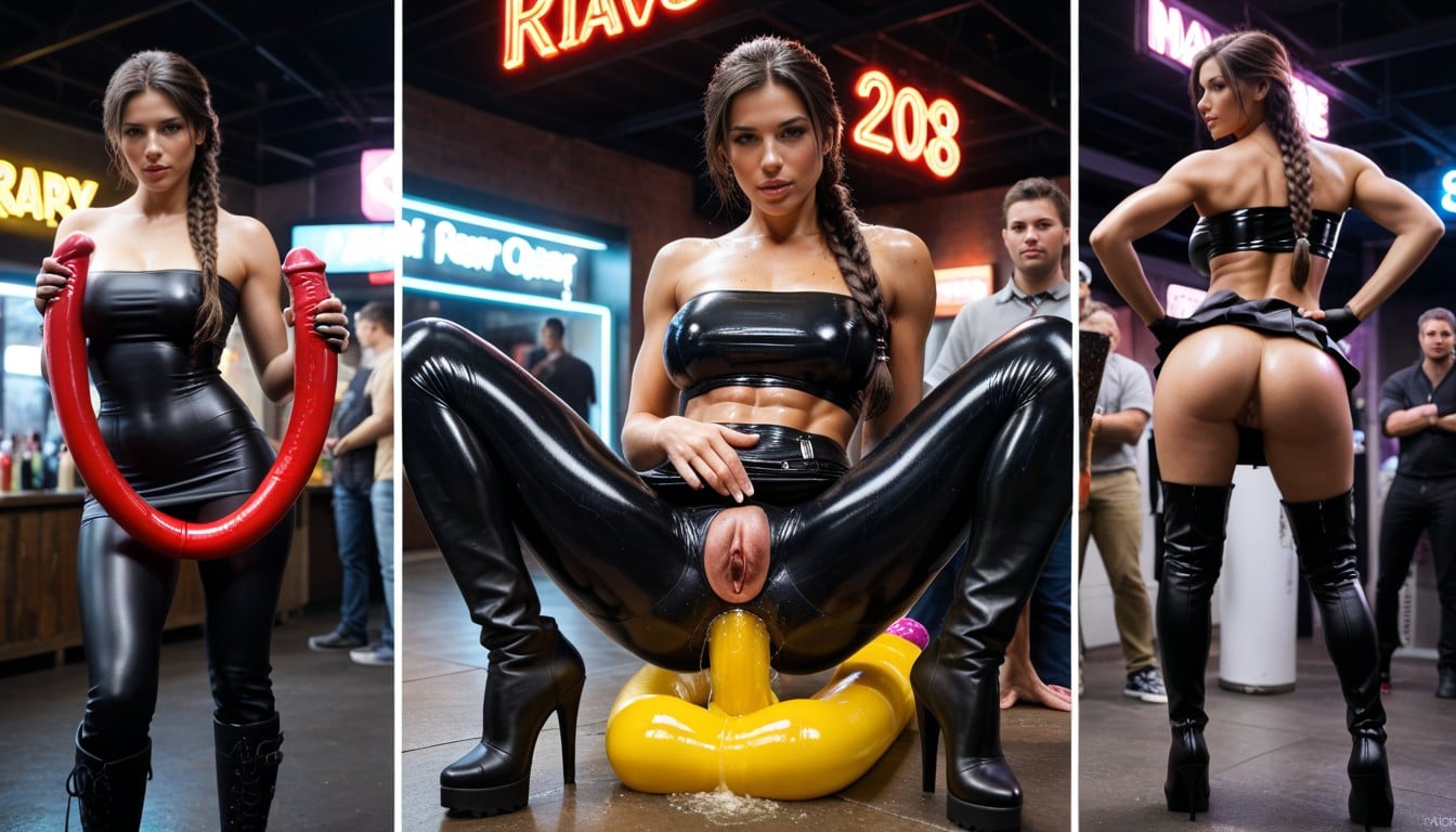 Night, No Underwear, Black Fingerless Gloves AI Porn
