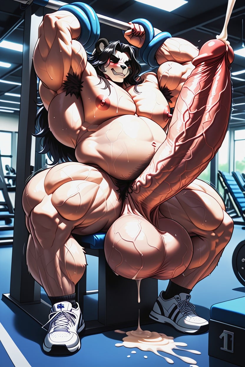 20+, Unnaturally Muscular Body, Extremely Hyper Muscular Definition Furry AI Porn