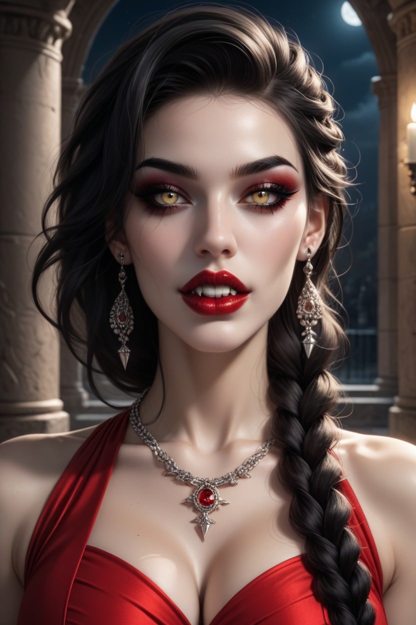 Vampire Fangs, Bracelets, Goth Beauty AI Porn