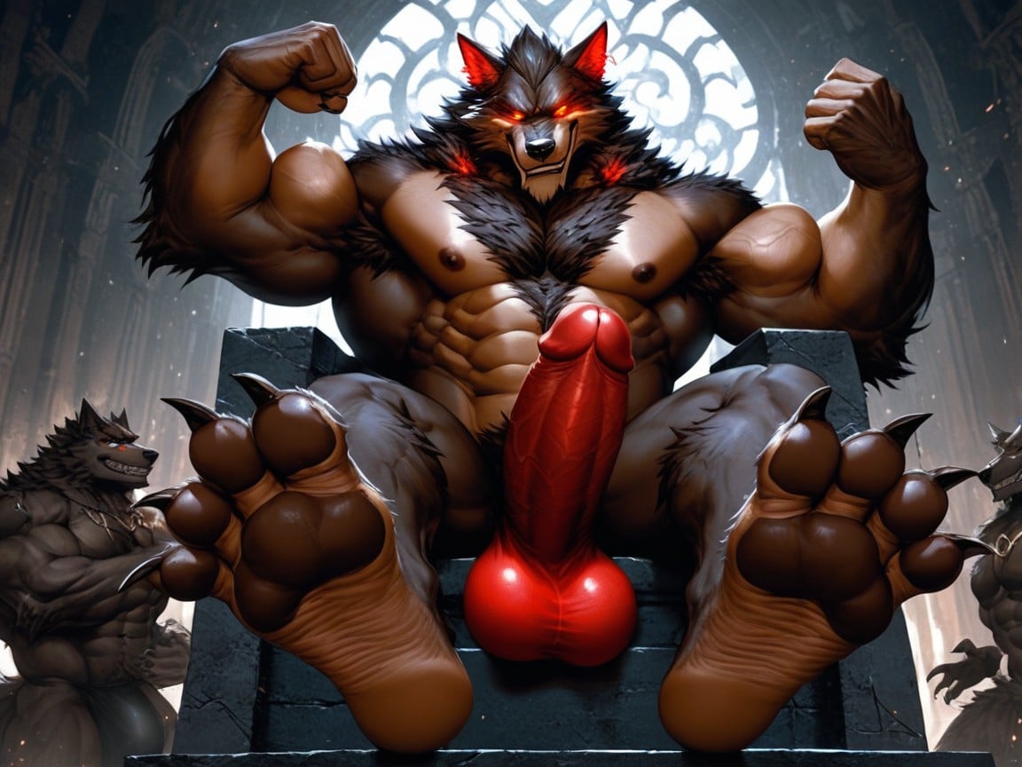The Feet Paw Soles Are The Focus Of The Image, Wearing A Golden Crown, He Has A Smirk On His Face AI Gay Porn