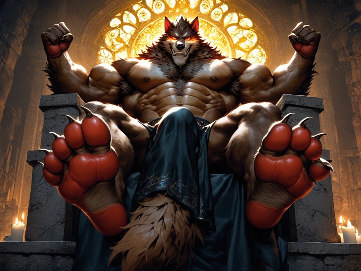 The Paw Soles Fill The Image, Arrogant & Smug, Imperious And Demanding The Viewer Worship His Paws AI Gay Porn