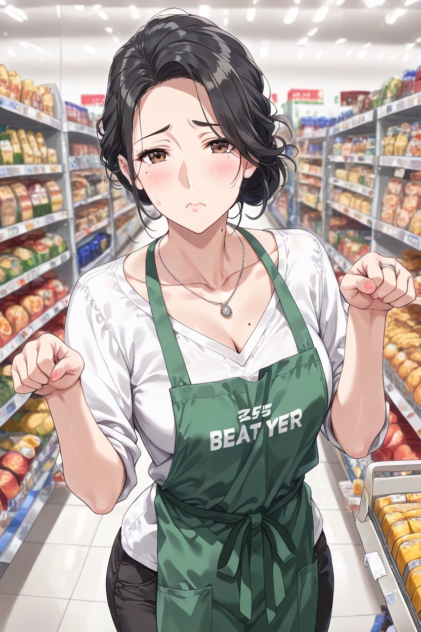 Black Hair, Small Breasts, Beauty Mark Under The Right Eye Hentai AI Porn