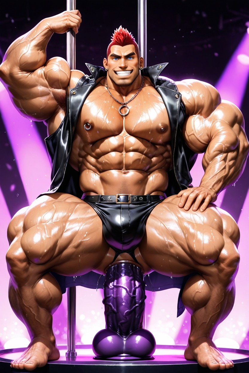Hyper Biceps, Big Round Bulging Biceps, One Tall Male Bodybuilder AI Gay Porn