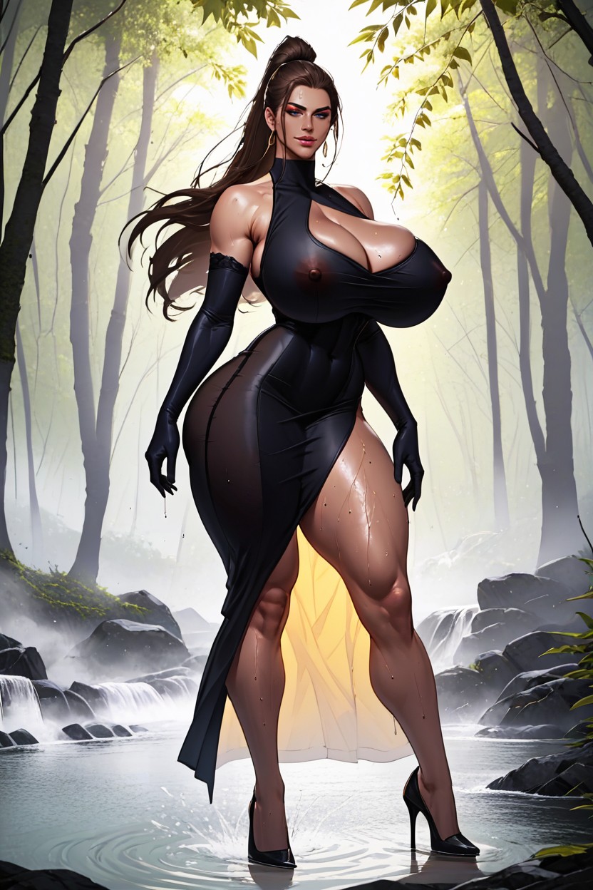 Black Hair, Disproportionately Massive Breasts, 20+ Hentai AI Porn