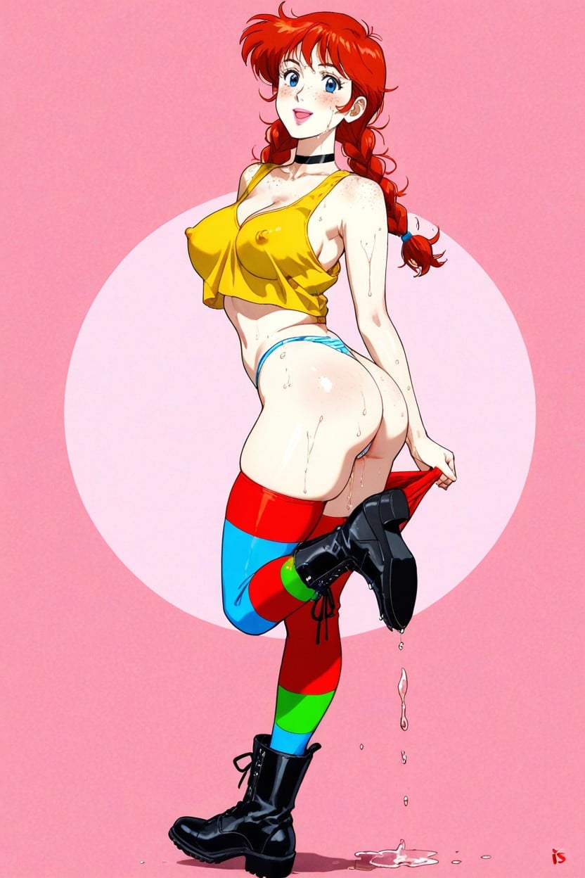 Long Neck, Solo Female, Cel Shade Anime Style Hentai AI Porn