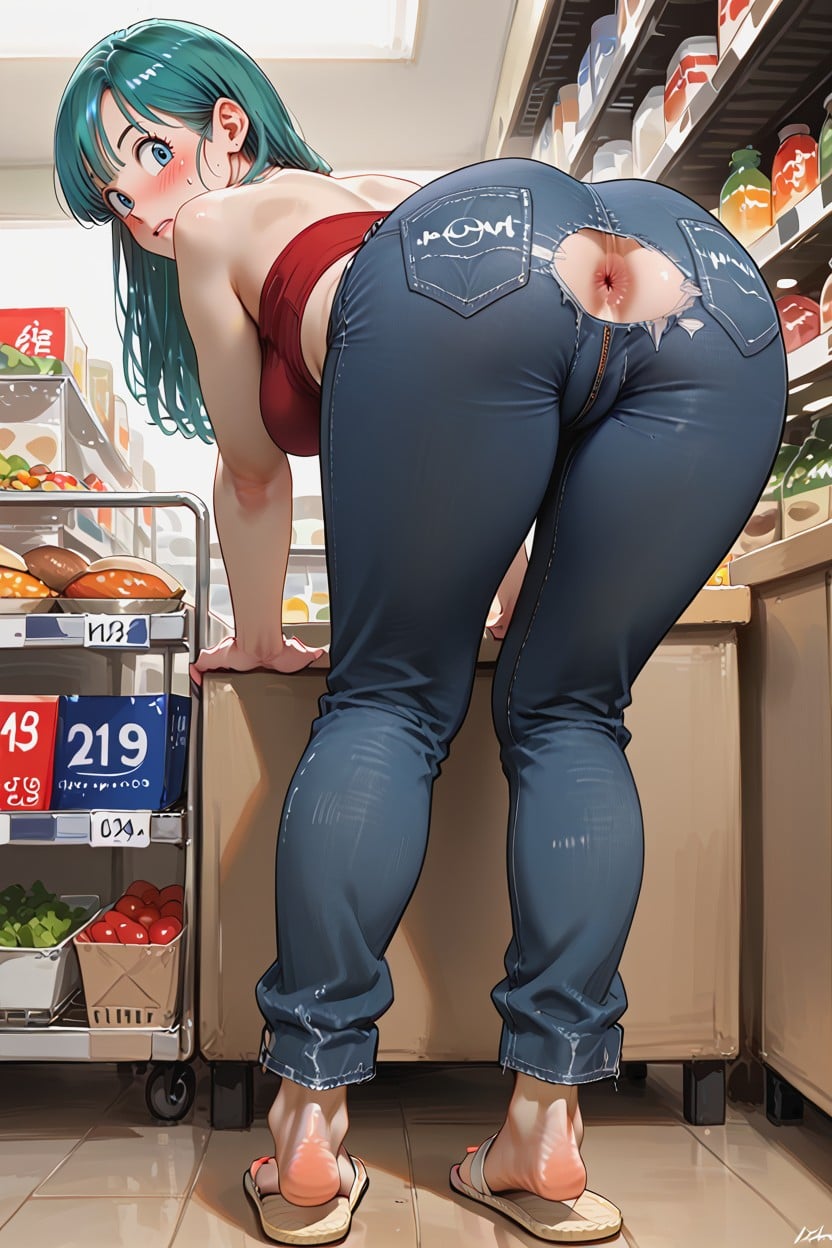 Pubic Hair, Rear View, Many People Around Her Hentai AI Porn