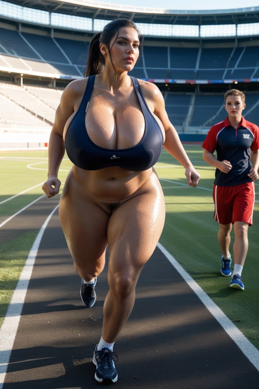 Colossal Breast, Oiled Skin, Pubic Hair BBW AI Porn