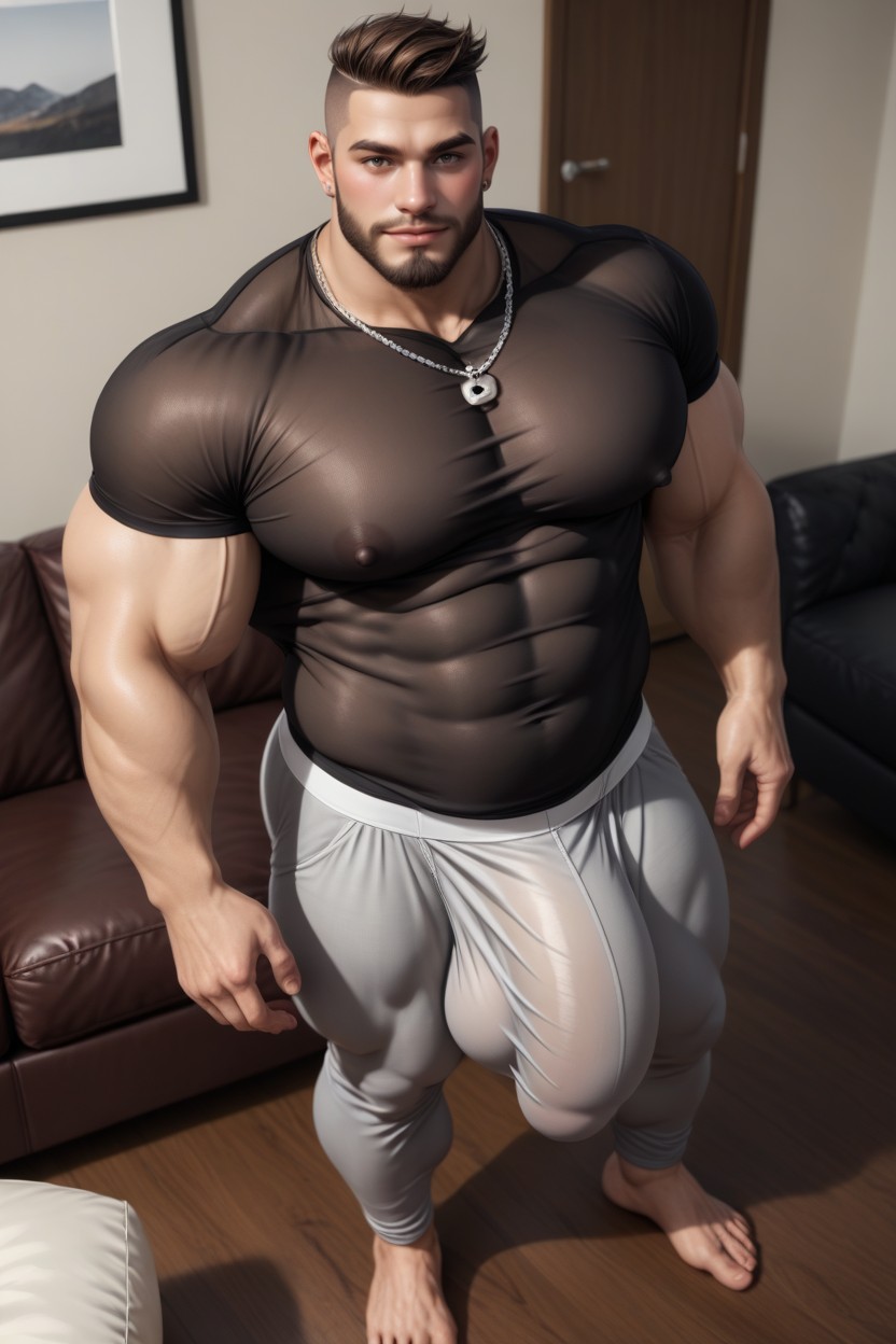 Oiled Skin, Hyper Bulge, Massive Long Bulge AI Gay Porn
