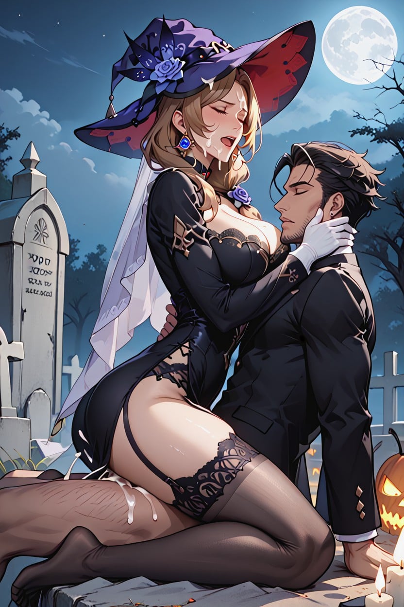 Black Gloves, Earrings, Tight Waist Hentai AI Porn