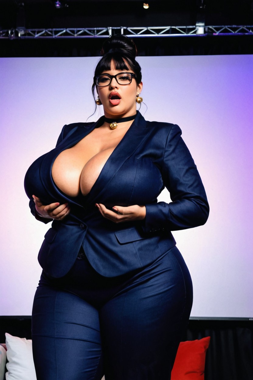 Plumper, Japanese Woman, Clothed Hyper Massive Wide Hips BBW AI Porn
