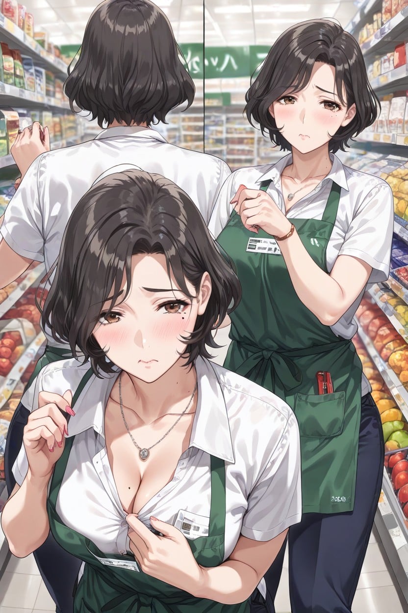 Normal Size Breasts, Mole On Neck;, Beauty Mark Under The Right Eye Hentai AI Porn
