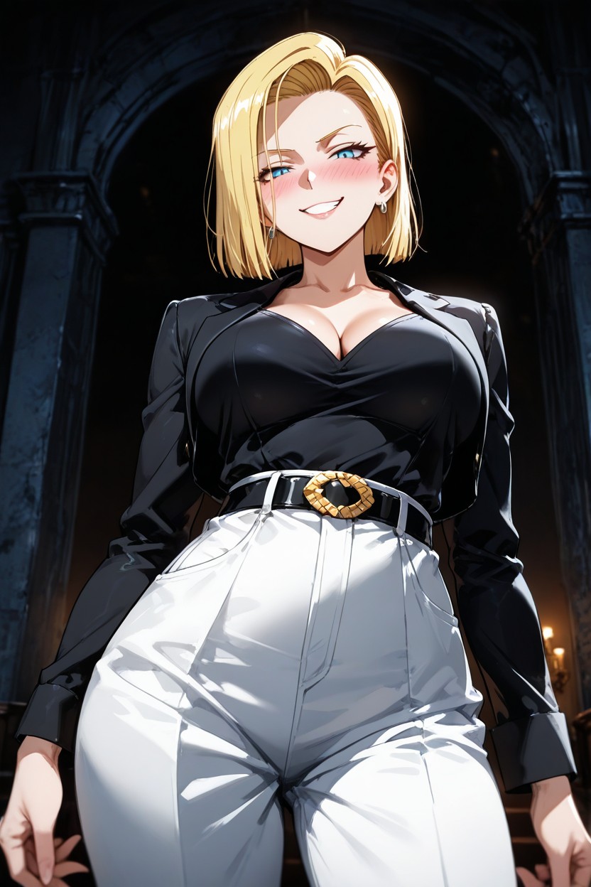 Opulent Furnitu, And Sharp Eyes That Convey Power And Darkness Position A Confident, Mischievous (smiling While Blushing) Hentai AI Porn