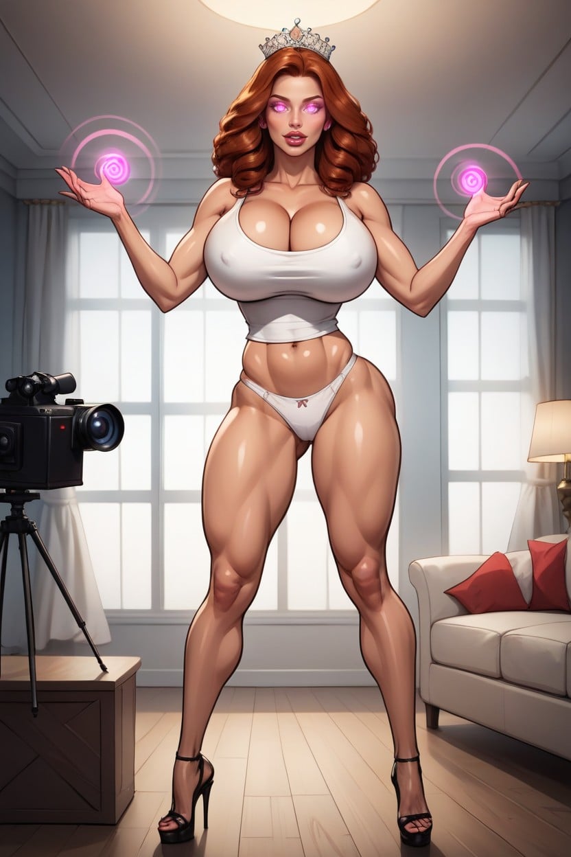 Glowing, Shouder Length, Bimbo MILF AI Porn