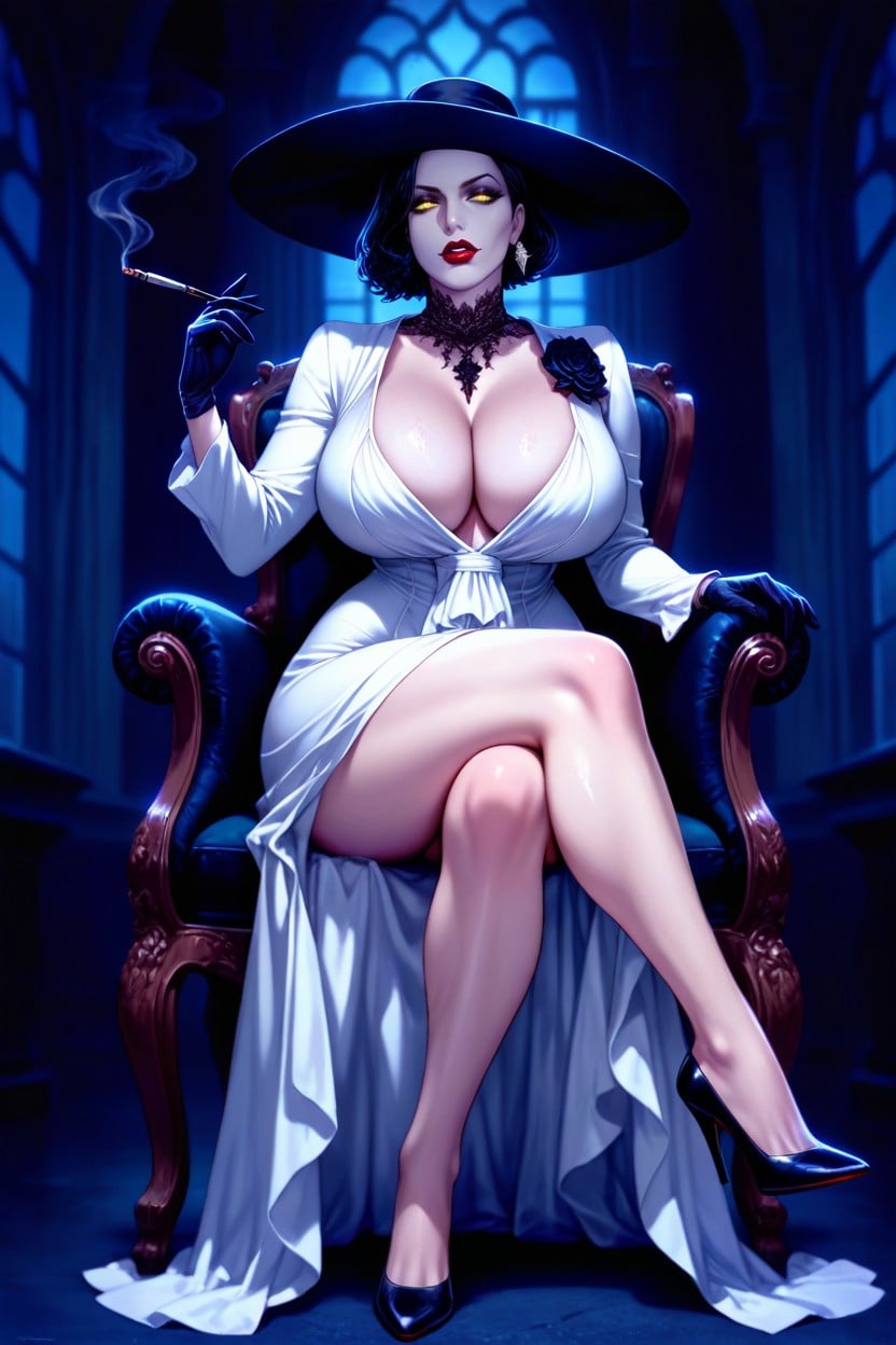 Bright Yellow Eyes, Cleavage, Sexy Hentai AI Porn