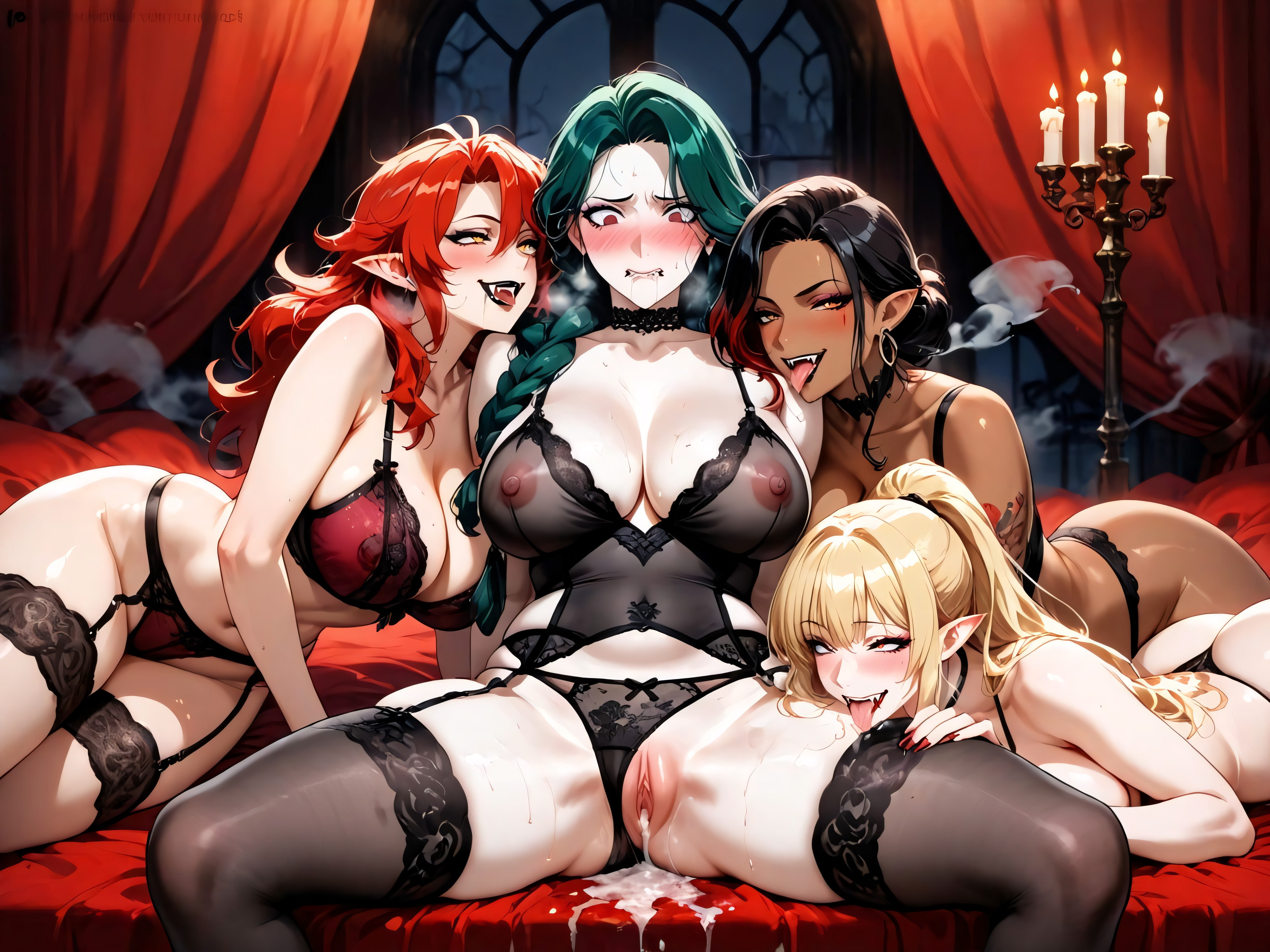 Drooling, Long Red Hair, Moaning AI Porn