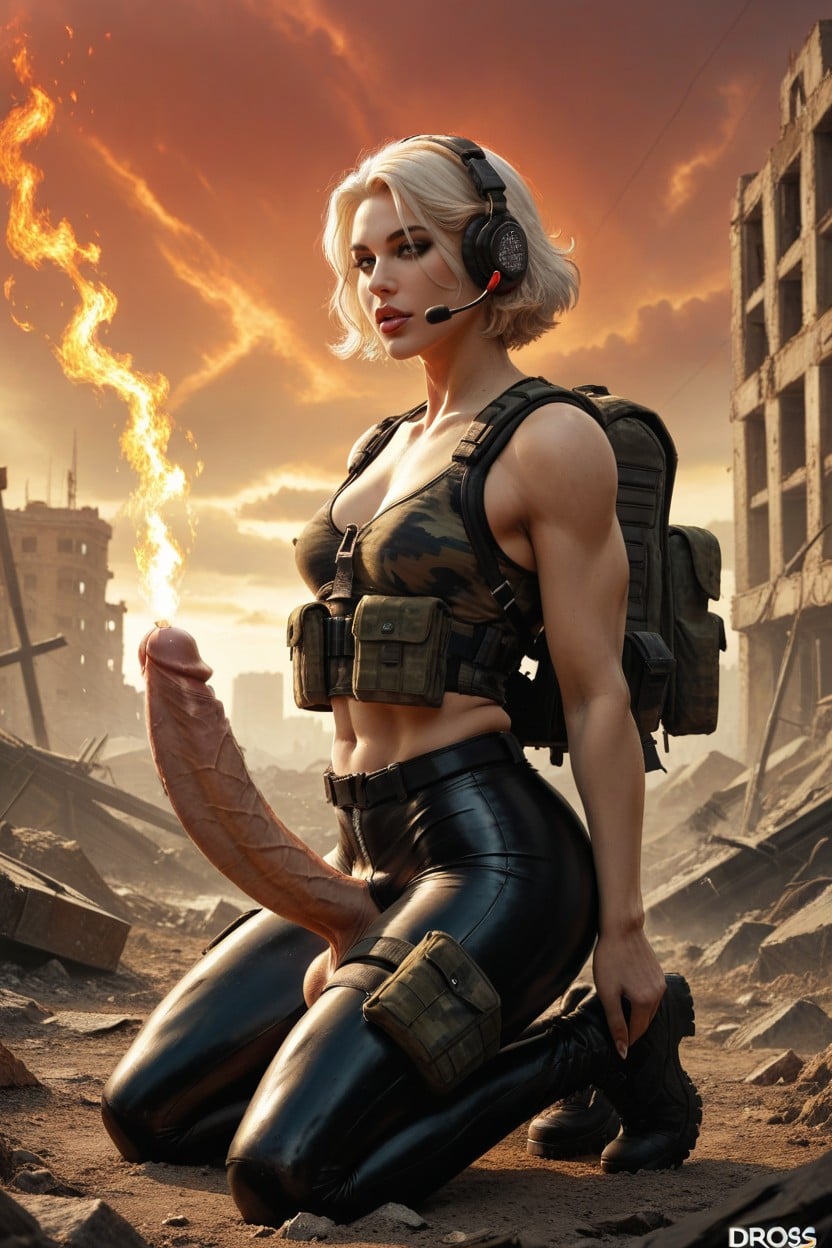 Ultra-high Photorealistic Render, Fire Storm Sky, Latex Bikini AI Porn
