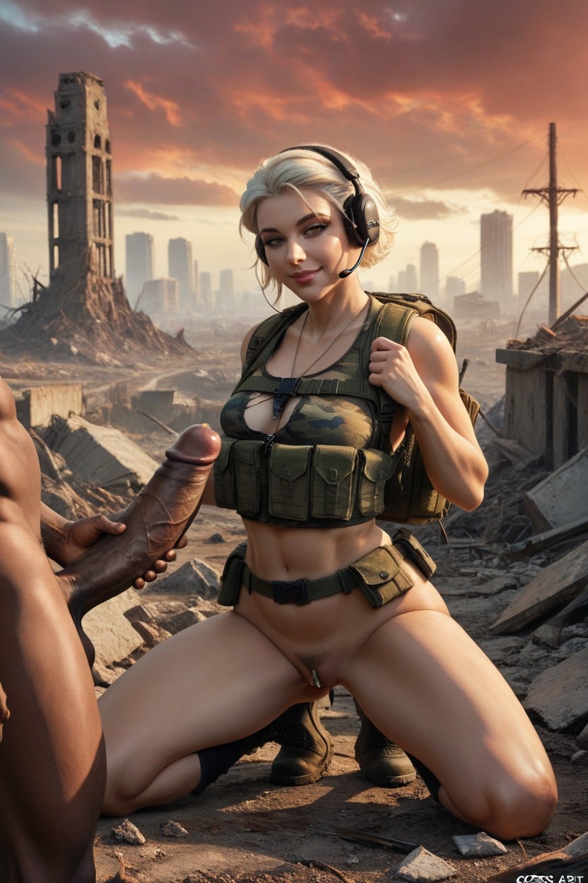 Wasteland, Tank In Background, Cutesexyrobutts Style AI Porn