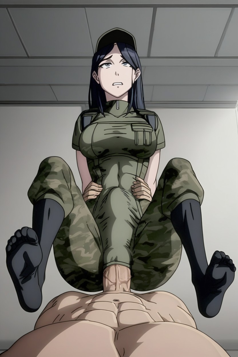 Hand On Her Stomach, Touching Her Stomach Bulge, Fully Clothed Hentai AI Porn