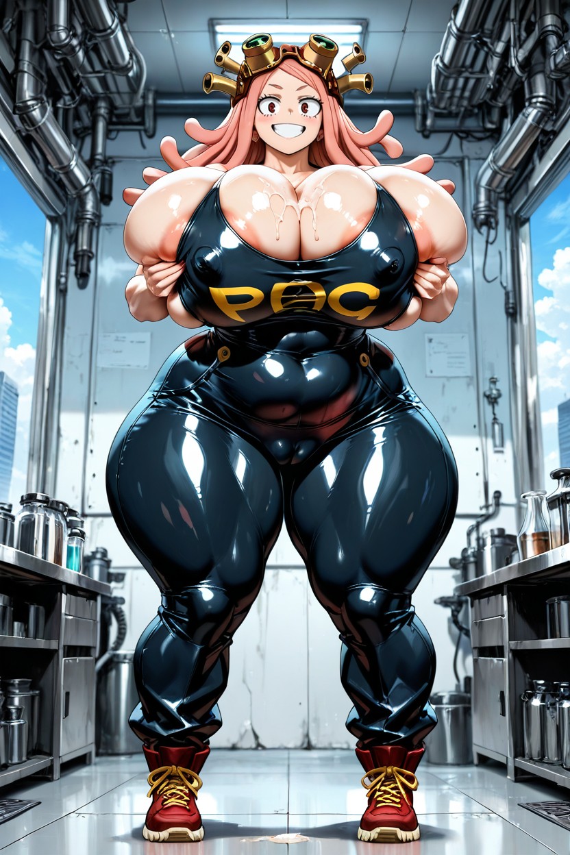 Standing, Front View, Black Workshop Coveralls Pants AI Porn