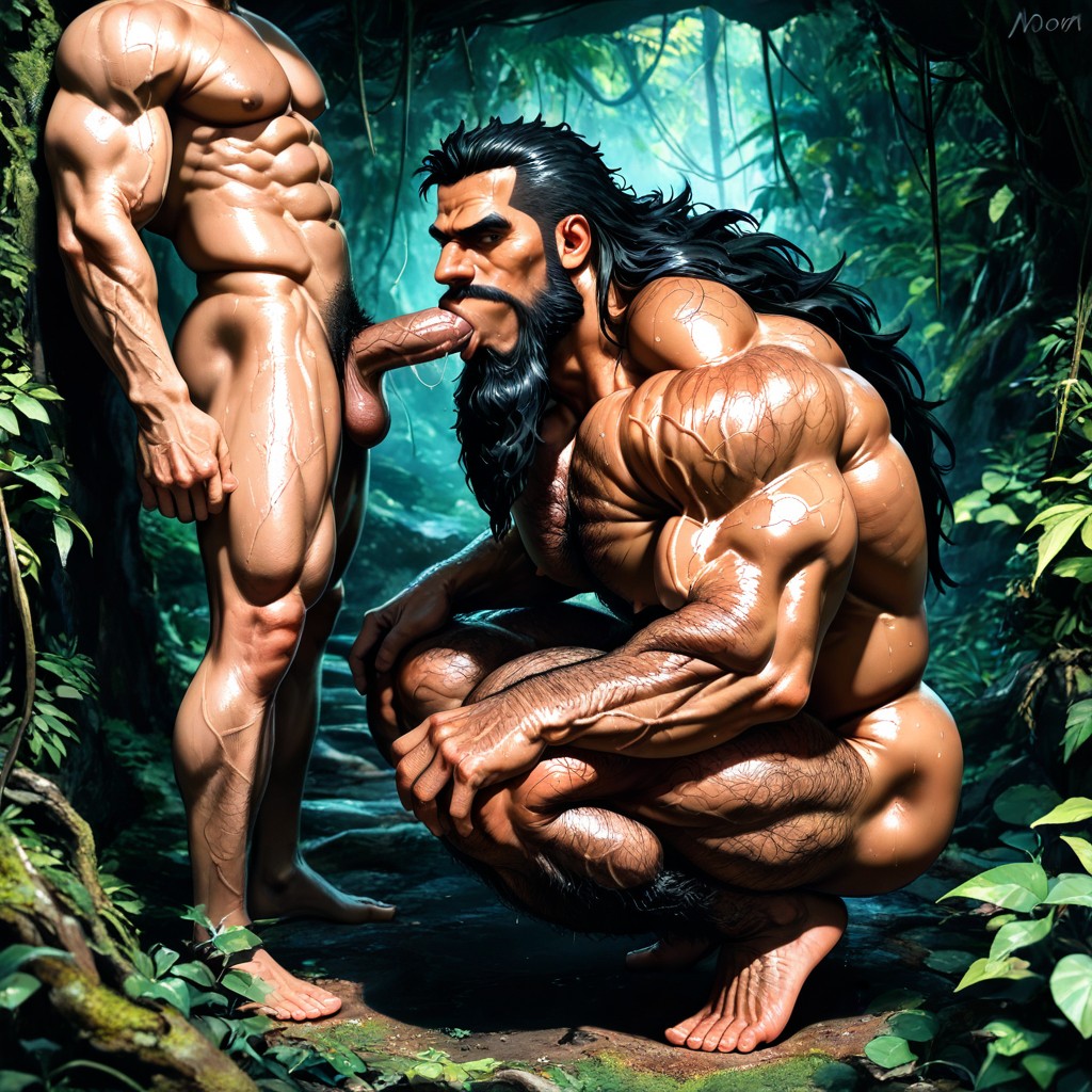 2 People, Extreme Hairy Legs Muscle Structure, Correct Anatomy AI Gay Porn